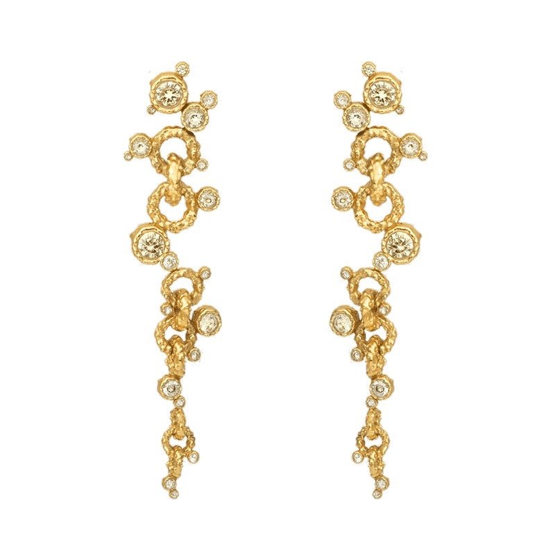 Twinkle Chain øreringe i 18 karat forgyldt sølv med lyse gule nanokrystaller fra House of Vincent